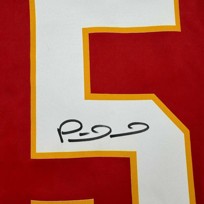 Framed Autographed/Signed Patrick Mahomes 35x39 Kansas City Chiefs Red Authentic Nike Game Football Jersey Fanatics COA