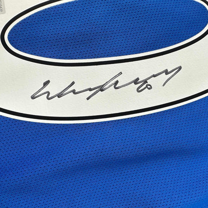 Framed Autographed/Signed Wayne Rooney 35x39 Manchester United Blue Soccer Jersey Beckett BAS COA