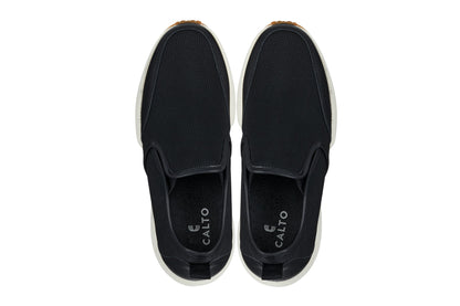 CALTO - J1433  - 3.3 Inches Taller (Black) - Casual Chunky Sole Sneaker Loafers - Triathlete Store