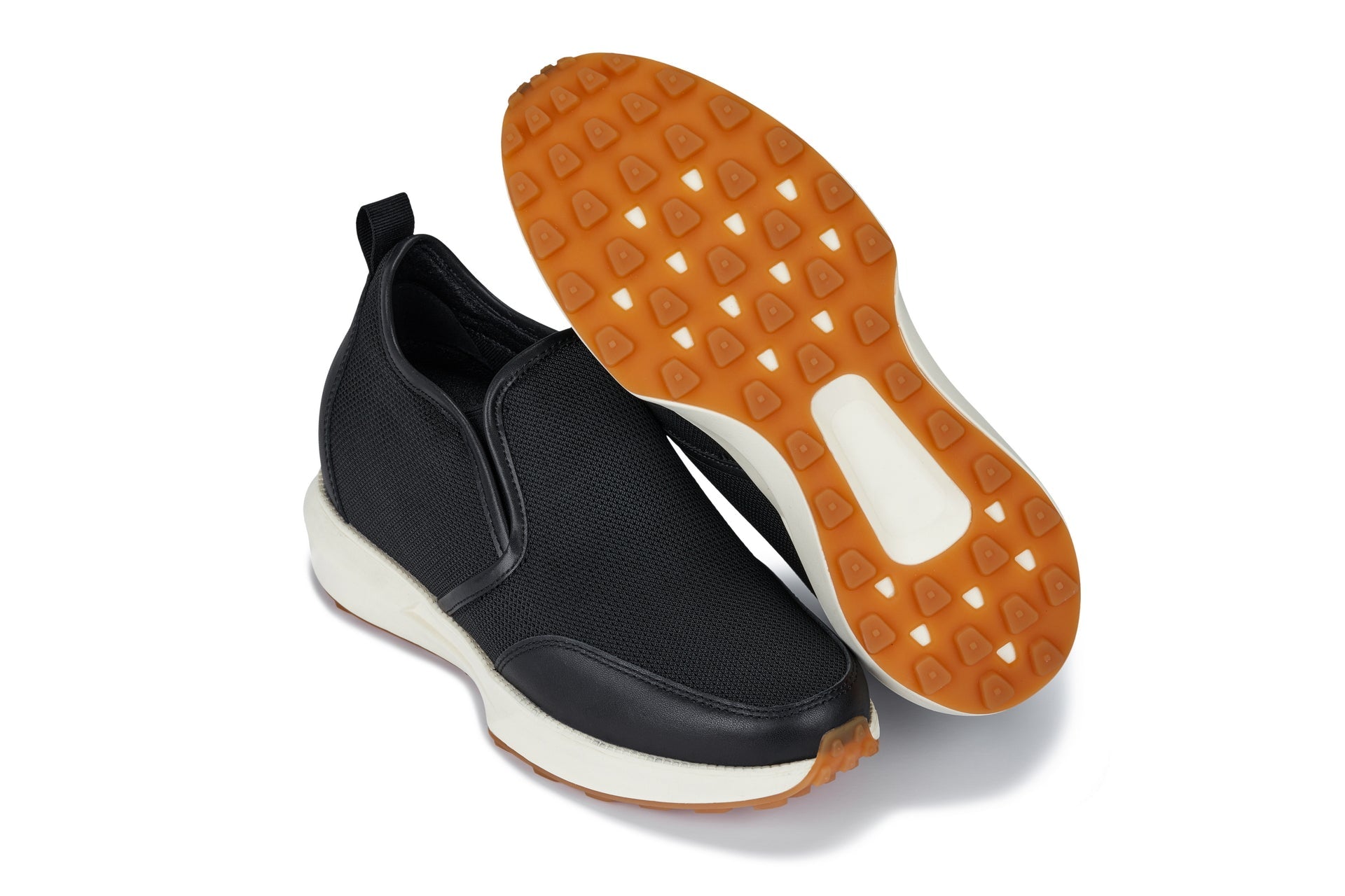 CALTO - J1433  - 3.3 Inches Taller (Black) - Casual Chunky Sole Sneaker Loafers - Triathlete Store