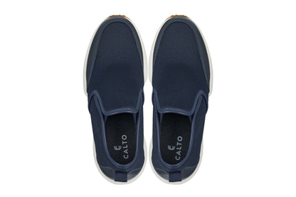 CALTO - J1435  - 3.3 Inches Taller (Dark Blue) - Casual Chunky Sole Sneaker Loafers - Triathlete Store