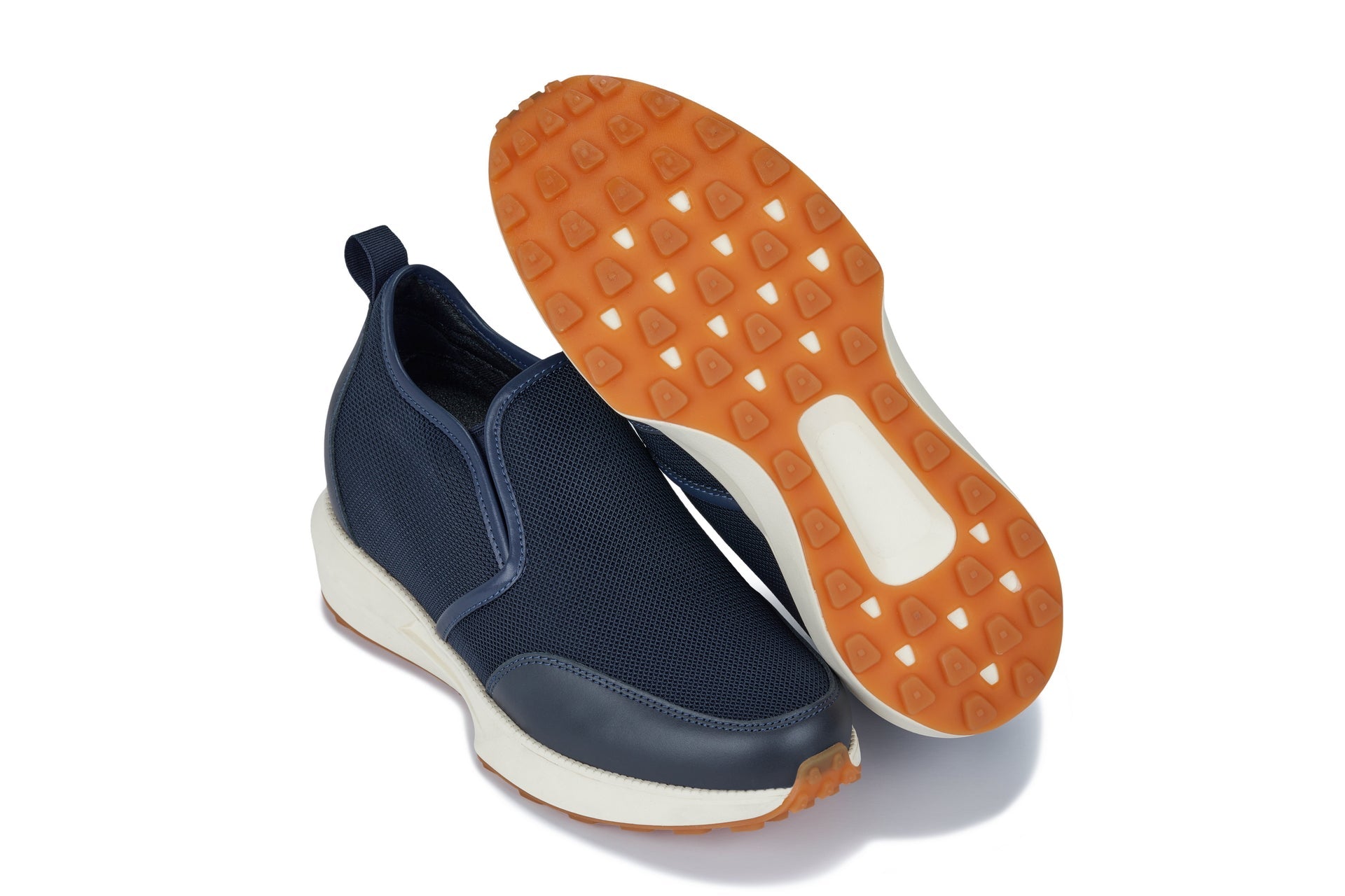 CALTO - J1435  - 3.3 Inches Taller (Dark Blue) - Casual Chunky Sole Sneaker Loafers - Triathlete Store