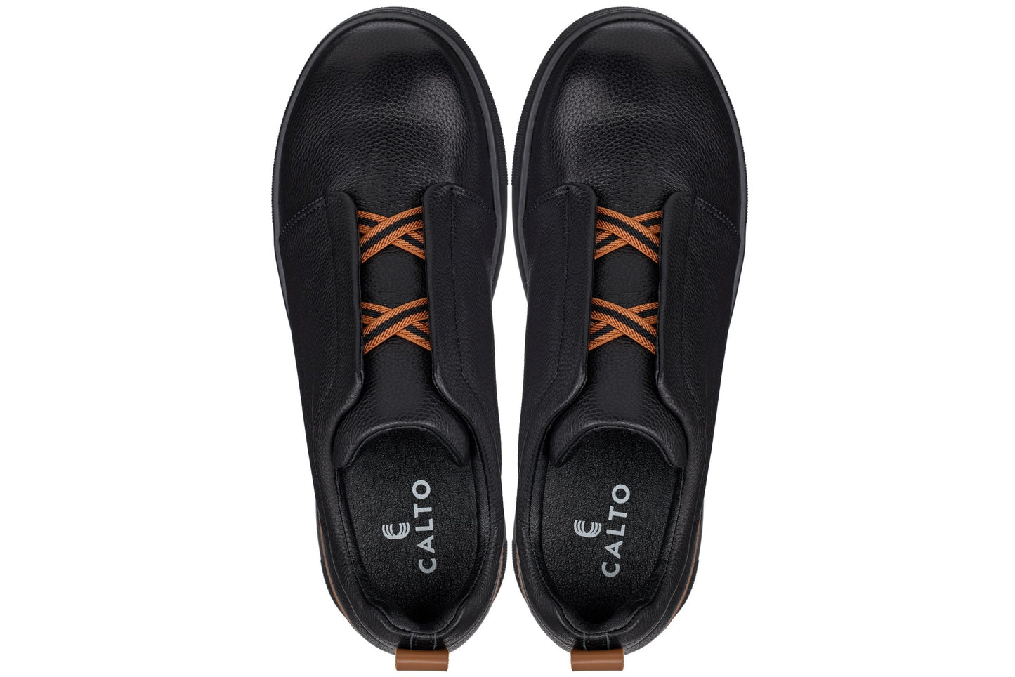 CALTO - J1931  - 2.6 Inches Taller (Black/Black Sole) - Slip-On Snoafers
