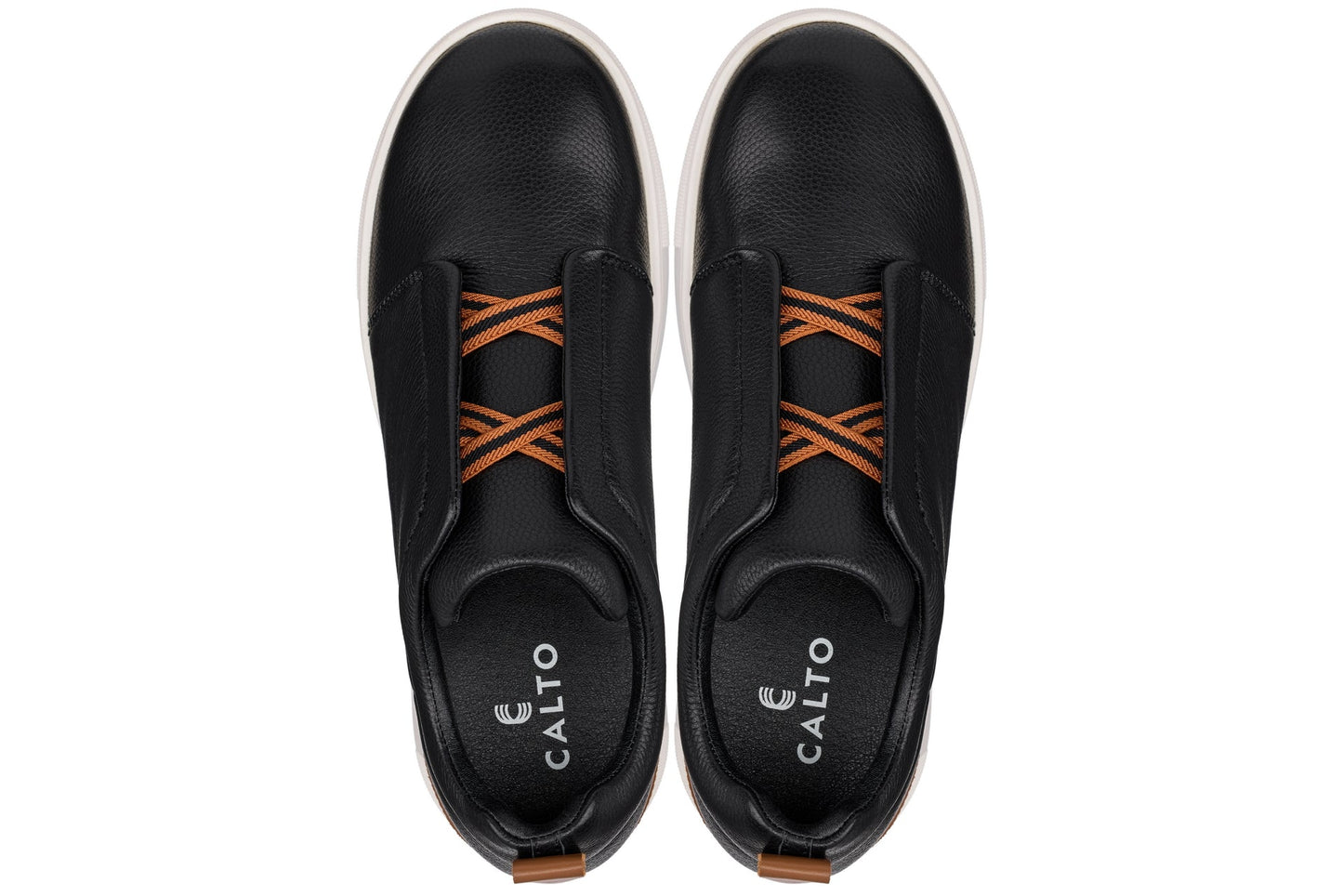 CALTO - J1932  - 2.6 Inches Taller (Black/White Sole) - Slip-On Snoafers - Triathlete Store