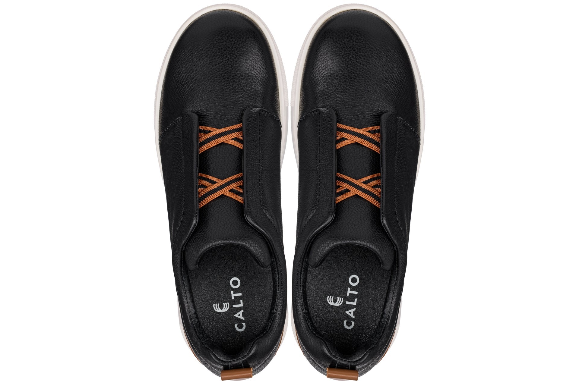 CALTO - J1932  - 2.6 Inches Taller (Black/White Sole) - Slip-On Snoafers - Triathlete Store