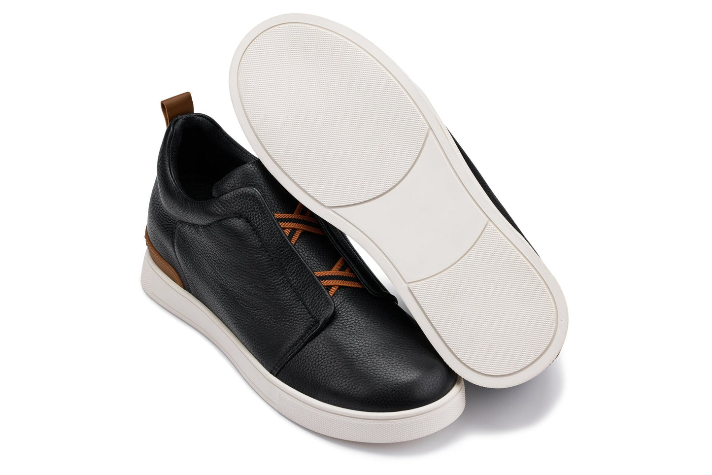 CALTO - J1932  - 2.6 Inches Taller (Black/White Sole) - Slip-On Snoafers - Triathlete Store