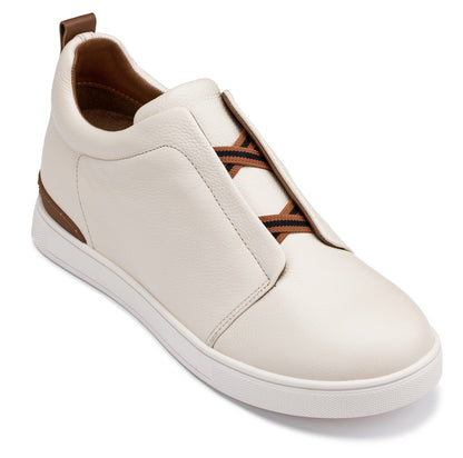 CALTO - J1933  - 2.6 Inches Taller (Off-White) - Slip-On  Snoafers - Triathlete Store
