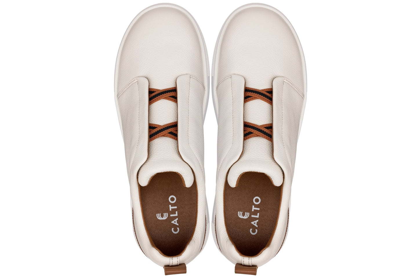 CALTO - J1933  - 2.6 Inches Taller (Off-White) - Slip-On  Snoafers - Triathlete Store