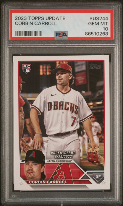 Graded 2023 Topps Update Corbin Carroll #US244 Rookie RC Baseball Card PSA 10 Gem Mint