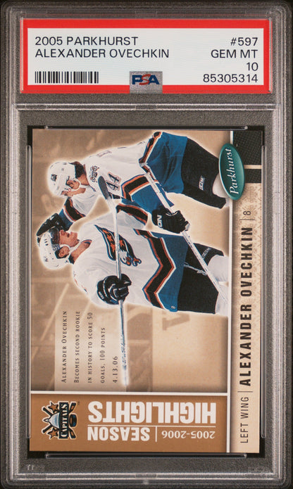 Graded 2005 Upper Deck Parkhurst Alex Ovechkin #597 Rookie RC Hockey Card PSA 10 Gem Mint