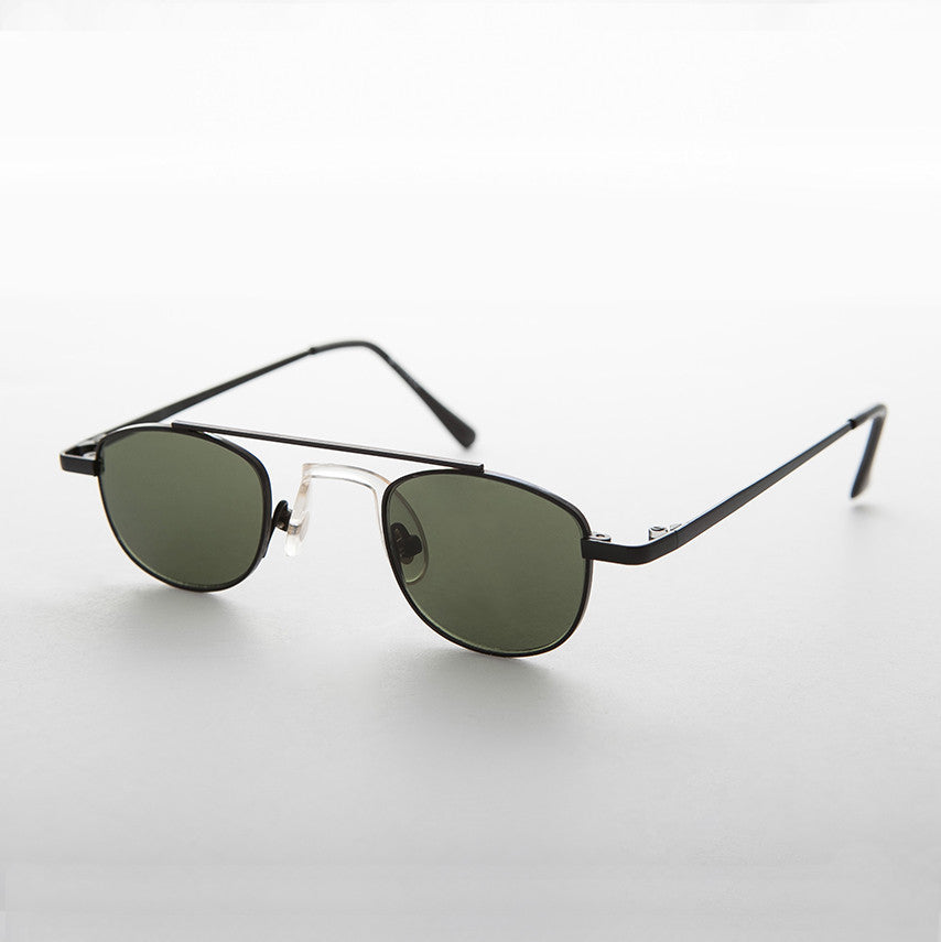 Small Square Aviator Sunglass Vintage with Silicone Wrap Nose Pad - Jasper