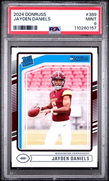 Graded 2024 Panini Donruss Jayden Daniels #389 Rookie RC Football Card PSA 9 Mint
