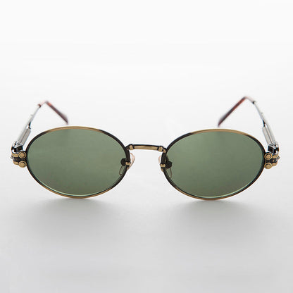 Spring Temple Oval Steampunk Vintage Sunglass - Jeter