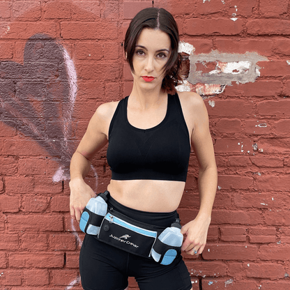Running Hydration Belt Waist Bag with Water-Resistant Pockets and 2 Water Bottles for Outdoor Sports
