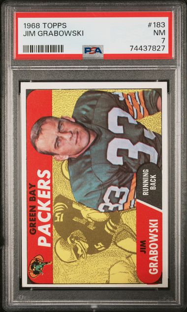 Graded 1968 Topps Jim Grabowski #183 Football Card PSA 7 Near Mint