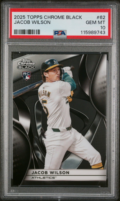 Graded 2025 Topps Chrome Black Jacob Wilson #62 Rookie RC Baseball Card PSA 10 Gem Mint