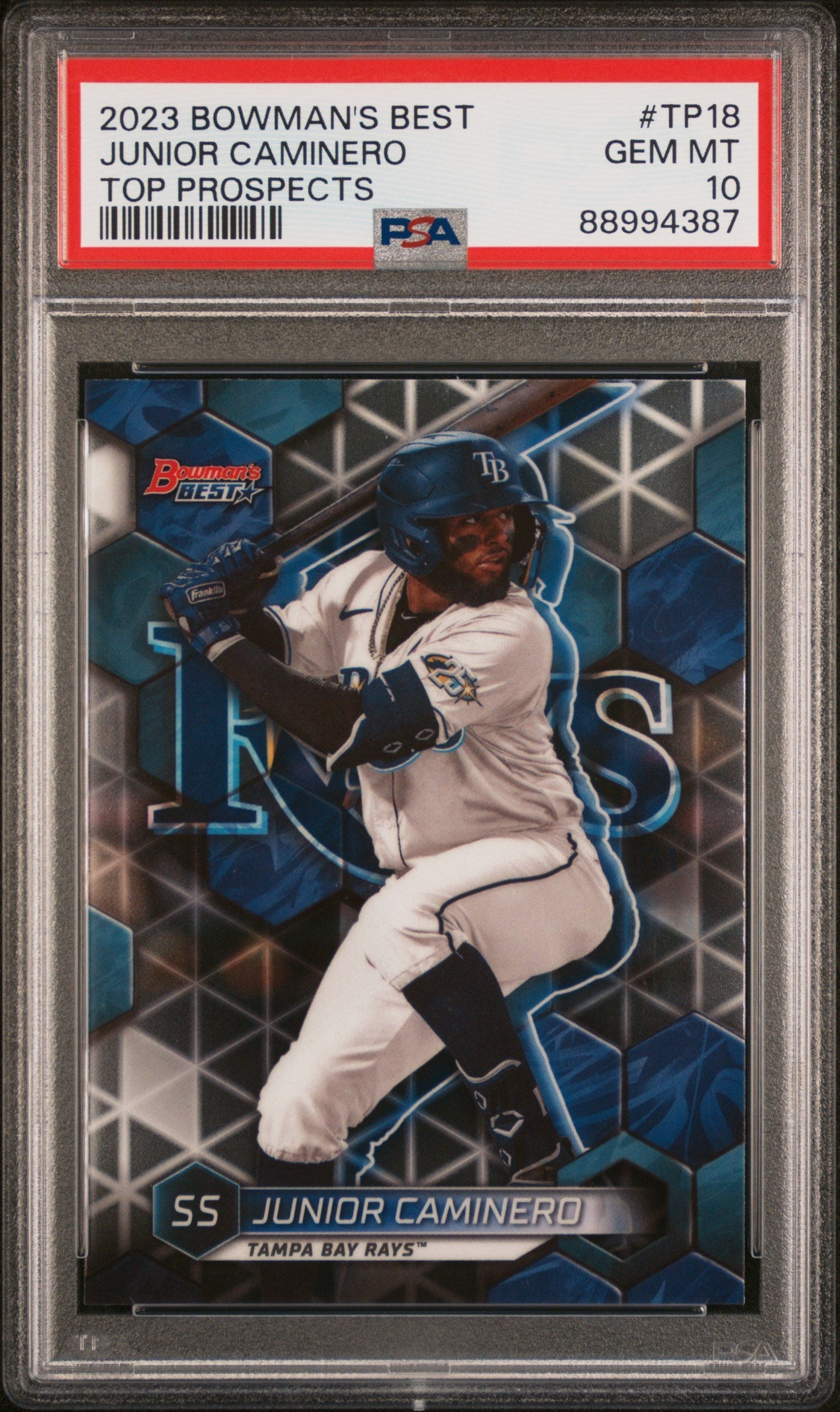 Graded 2023 Topps Bowmans Best Junior Caminero #TP18 Top Prospects Rookie RC Baseball Card PSA 10 Gem Mint