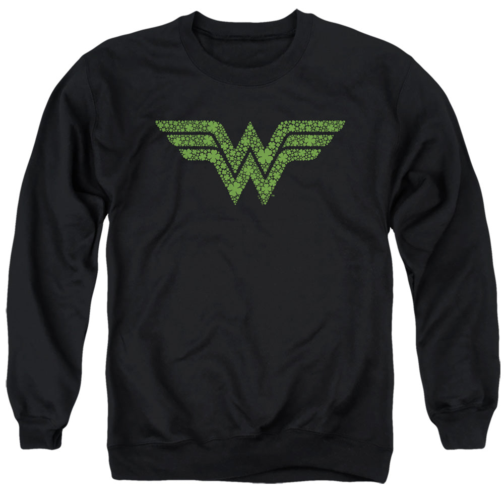 Wonder Woman St. Patrick'S Day Shamrock Logo Mens Crewneck Sweatshirt Black Officially Licensed