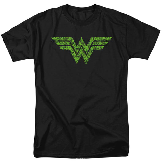 Wonder Woman St. Patricks Day Shamrock Logo Mens T Shirt Black Officially Licensed