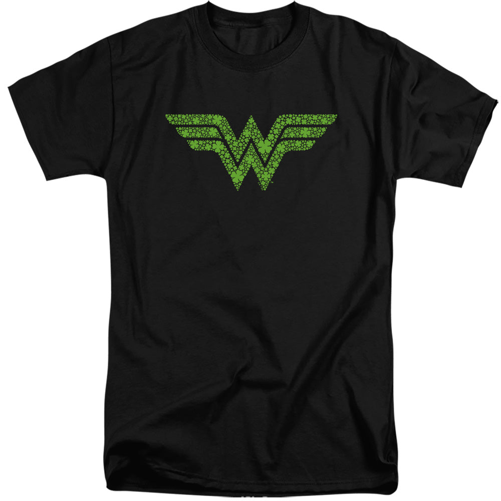 Wonder Woman St. Patrick'S Day Shamrock Logo Mens Tall T Shirt Black Officially Licensed