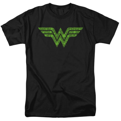 Wonder Woman St. Patricks Day Shamrock Logo Mens T Shirt Black Officially Licensed