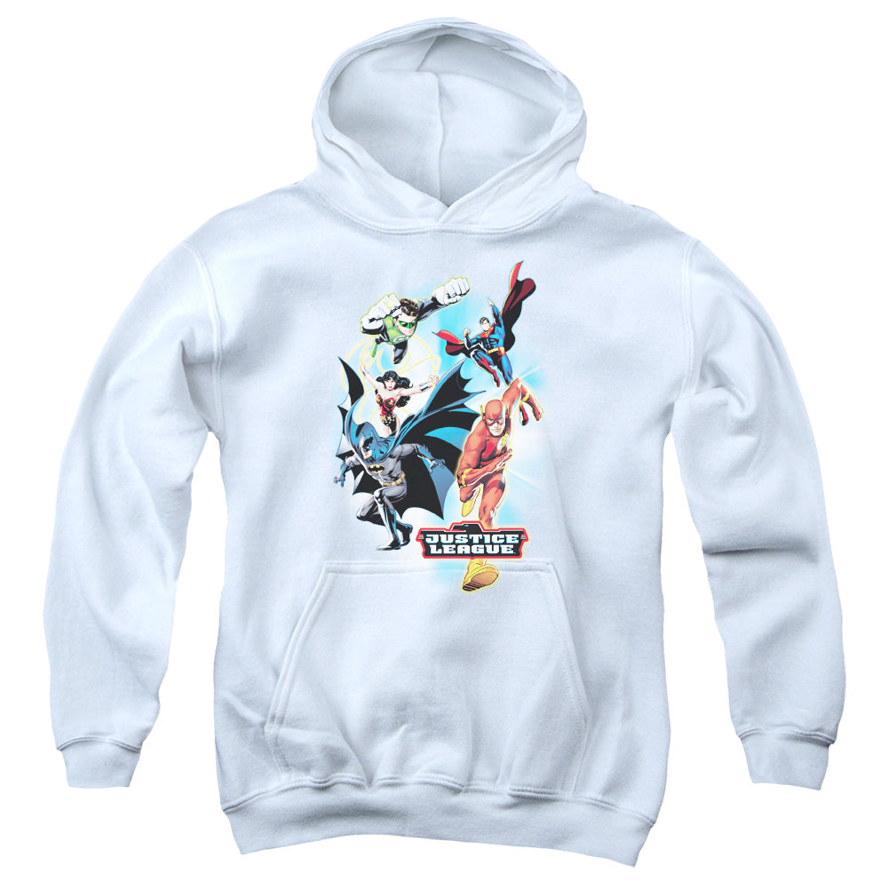 Justice League at Your Service Kids Youth Hoodie White Officially Licensed