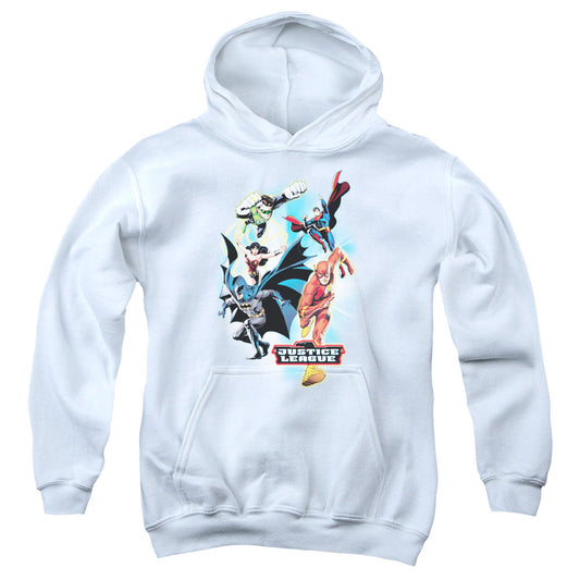 Justice League at Your Service Kids Youth Hoodie White Officially Licensed