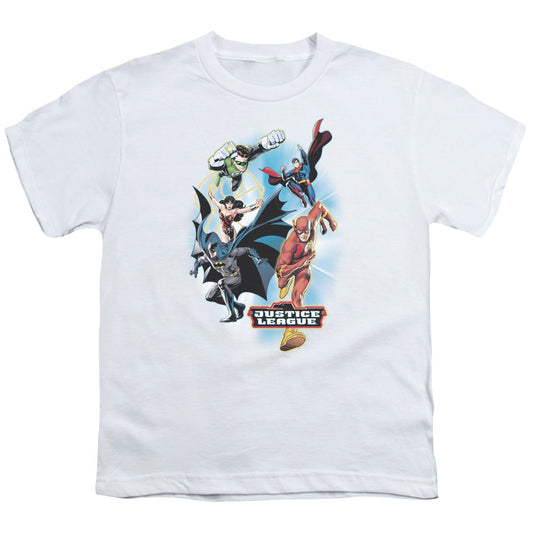 Justice League at Your Service Kids Youth T Shirt White Officially Licensed