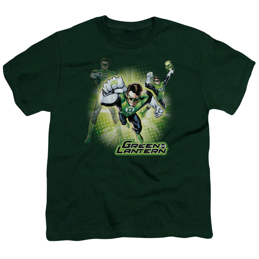 Justice League Lantern Burst Kids Youth T Shirt Hunter Green Officially Licensed