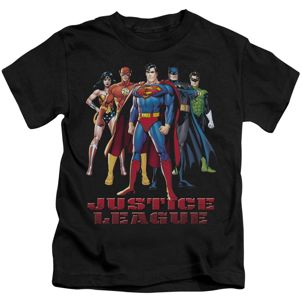 Justice League in League Juvenile Kids Youth T Shirt Black Officially Licensed