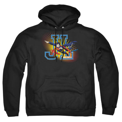 Justice League Of America Heroes United Mens Hoodie Black Officially Licensed