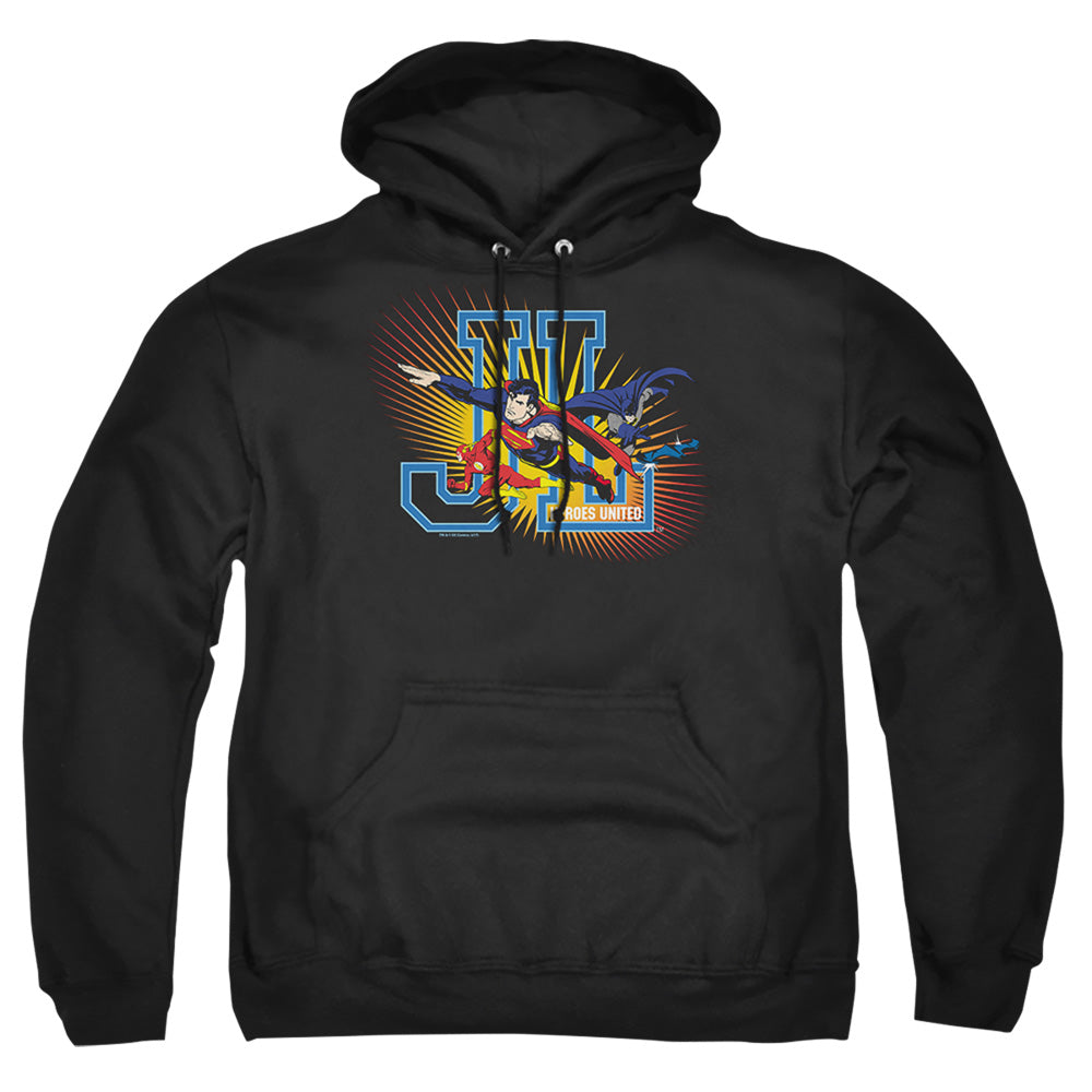 Justice League Of America Heroes United Mens Hoodie Black Officially Licensed