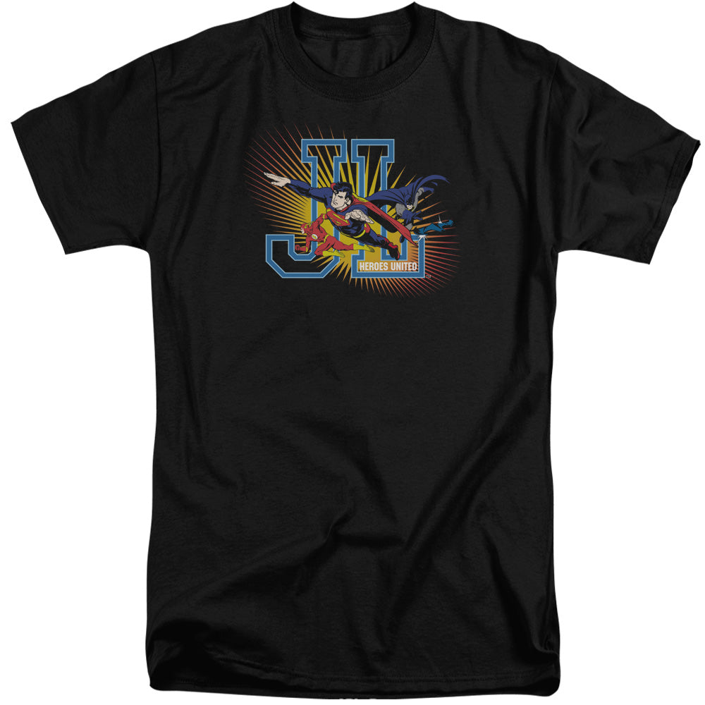 Justice League Of America Heroes United Mens Tall T Shirt Black Officially Licensed