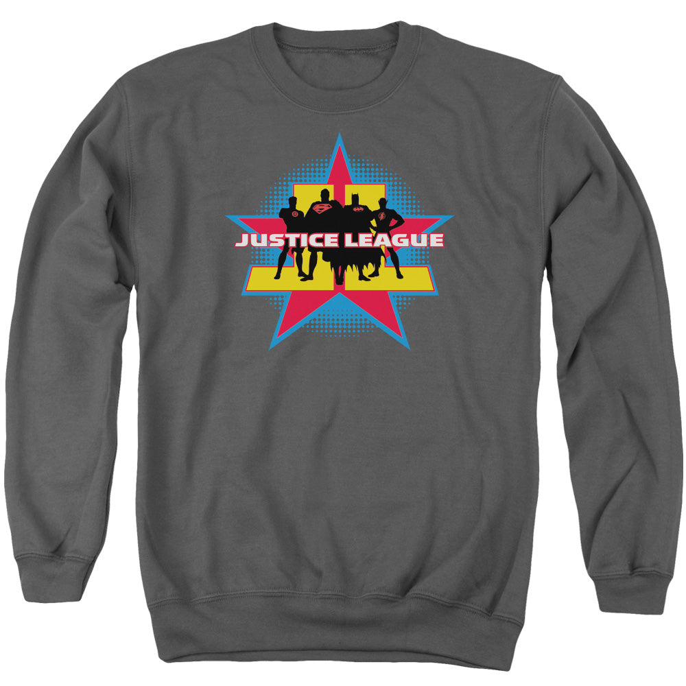 Justice League Of America Stand Tall Mens Crewneck Sweatshirt Charcoal Officially Licensed