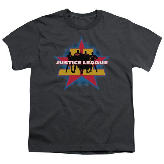 Justice League Stand Tall Kids Youth T Shirt Charcoal Officially Licensed