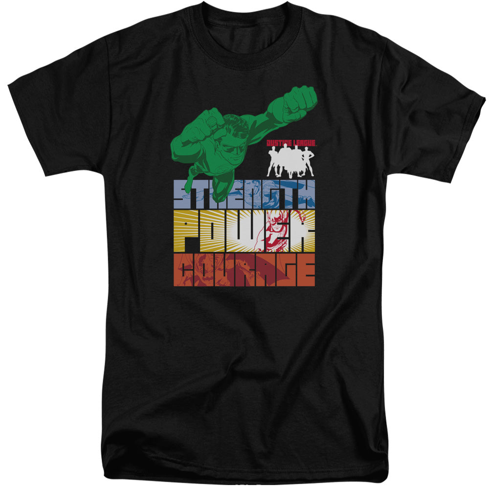 Justice League Of America Heroic Qualities Mens Tall T Shirt Black Officially Licensed