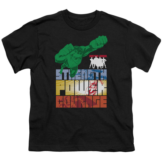 Justice League Heroic Qualities Kids Youth T Shirt Black Officially Licensed