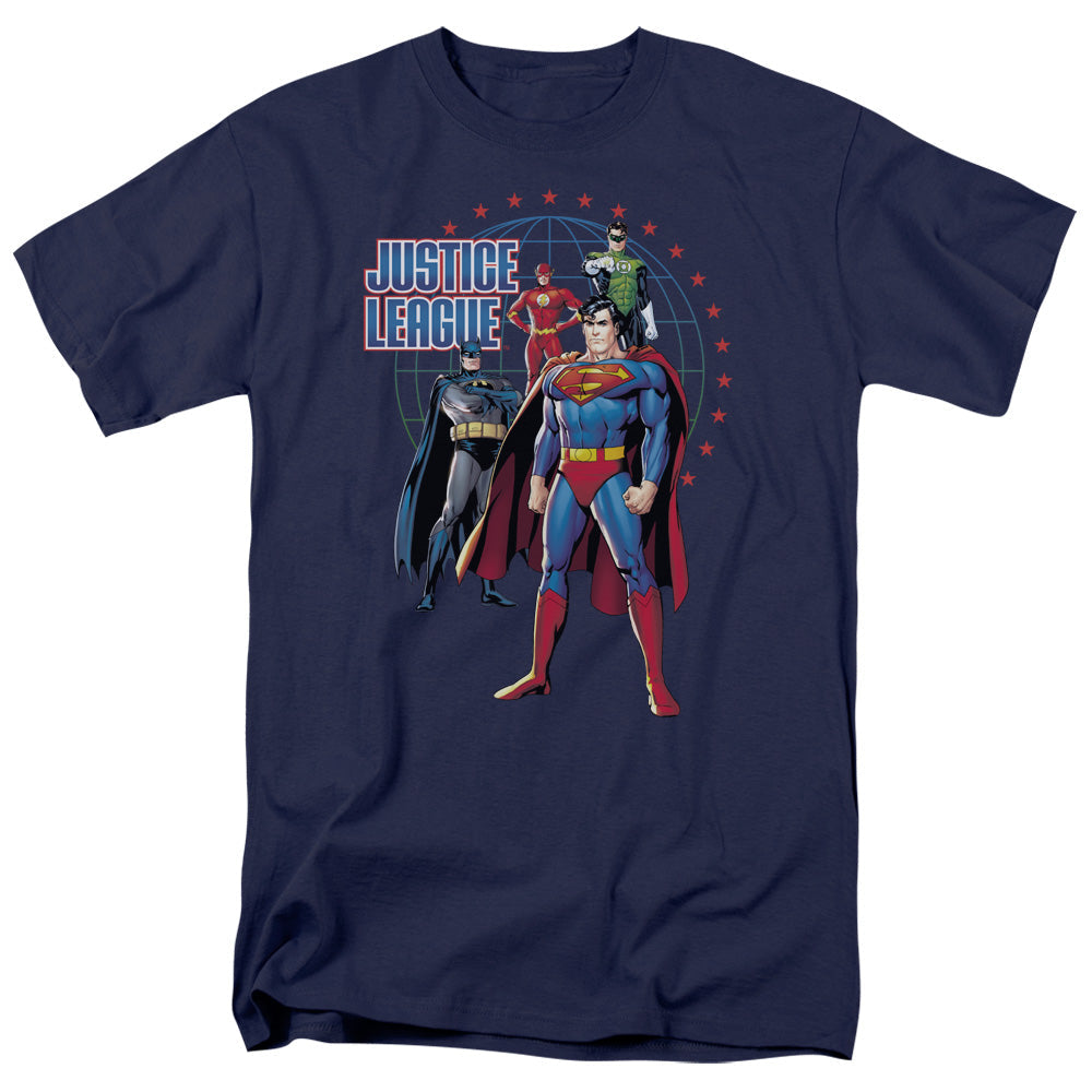 Justice League Of America Protectors Mens T Shirt Navy Officially Licensed