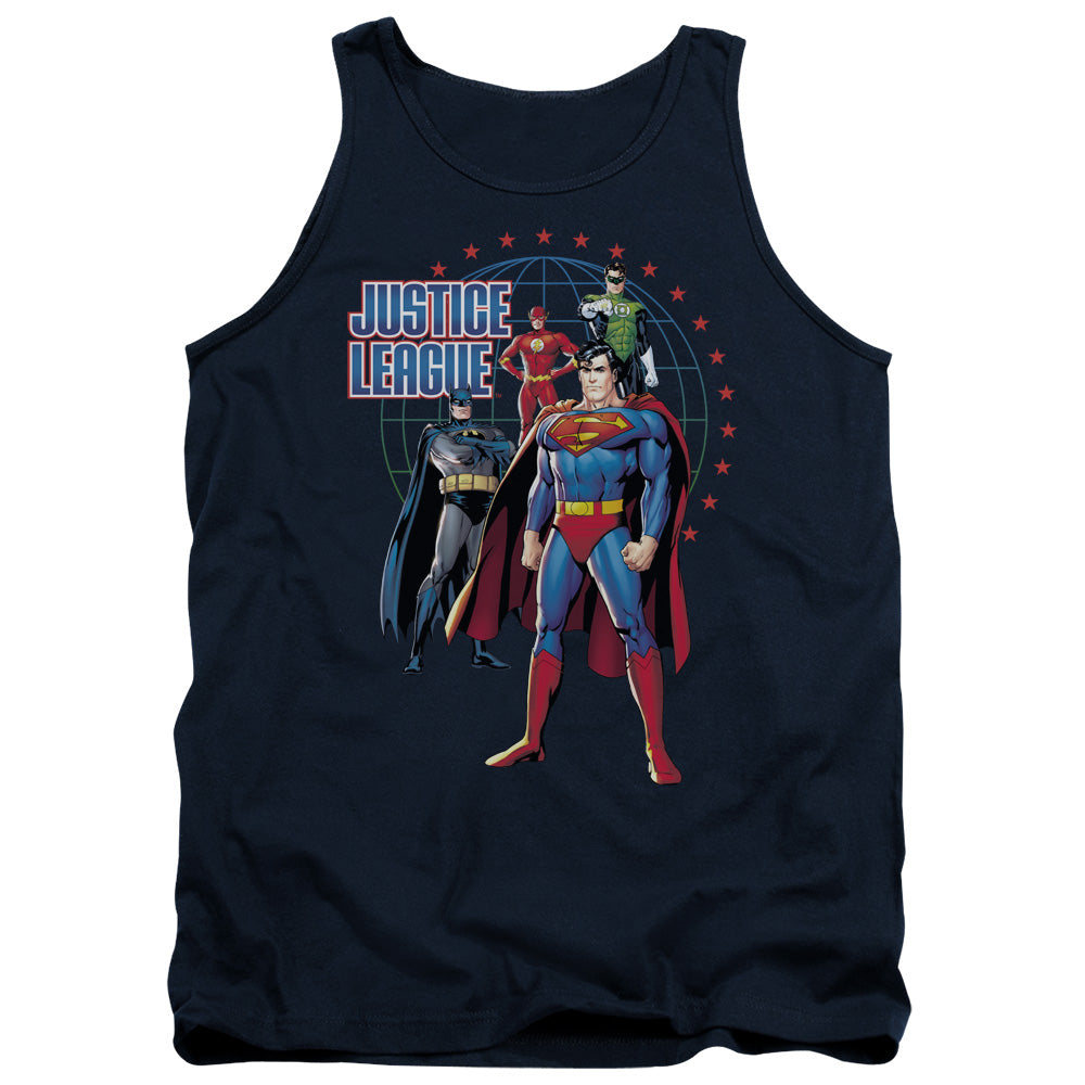 Justice League Protectors Mens Tank Top Shirt Navy Blue Blue Officially Licensed