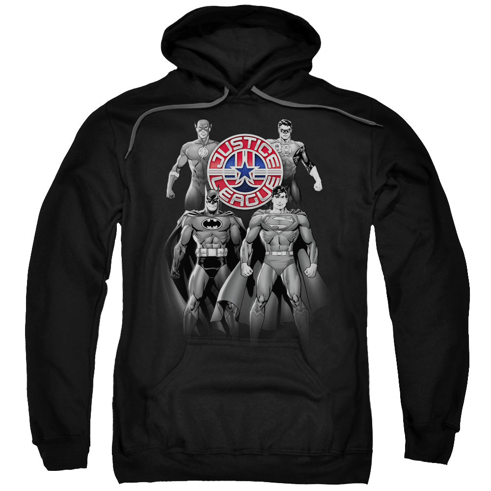 Justice League Shades of Gray Mens Hoodie Black Officially Licensed
