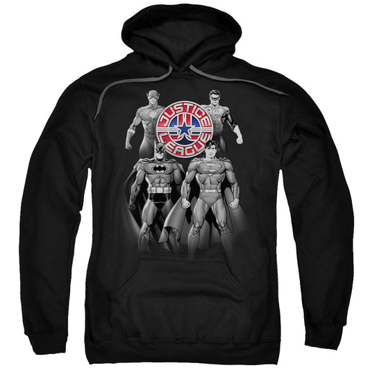 Justice League Shades of Gray Mens Hoodie Black Officially Licensed