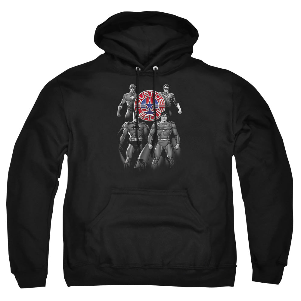 Justice League Of America Shades Of Gray Mens Hoodie Black Officially Licensed