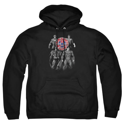 Justice League Of America Shades Of Gray Mens Hoodie Black Officially Licensed