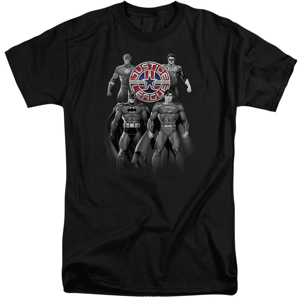 Justice League Shades of Gray Mens Tall T Shirt Black Officially Licensed
