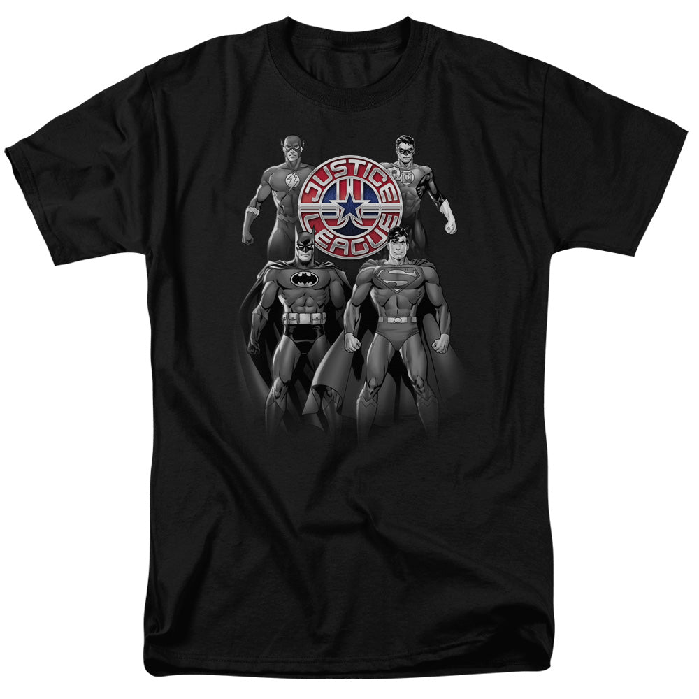Justice League Of America Shades Of Gray Mens T Shirt Black Officially Licensed