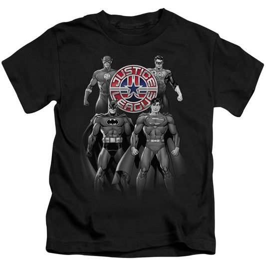 Justice League Shades of Gray Juvenile Kids Youth T Shirt Black Officially Licensed