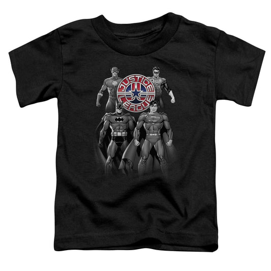 Justice League Shades of Gray Toddler Kids Youth T Shirt Black Officially Licensed