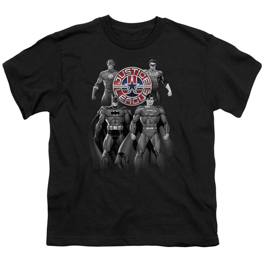 Justice League Shades of Gray Kids Youth T Shirt Black Officially Licensed