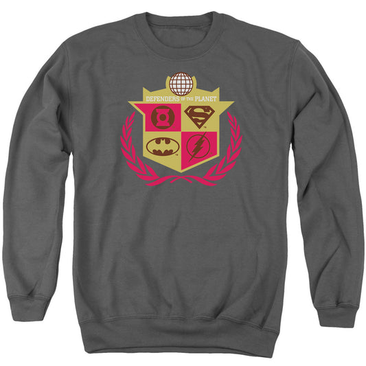 Justice League Of America Defenders Mens Crewneck Sweatshirt Charcoal Officially Licensed