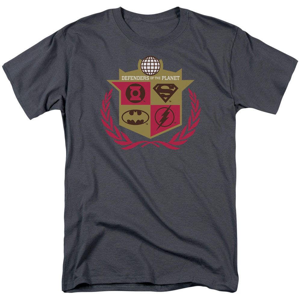 Justice League Of America Defenders Mens T Shirt Charcoal Officially Licensed